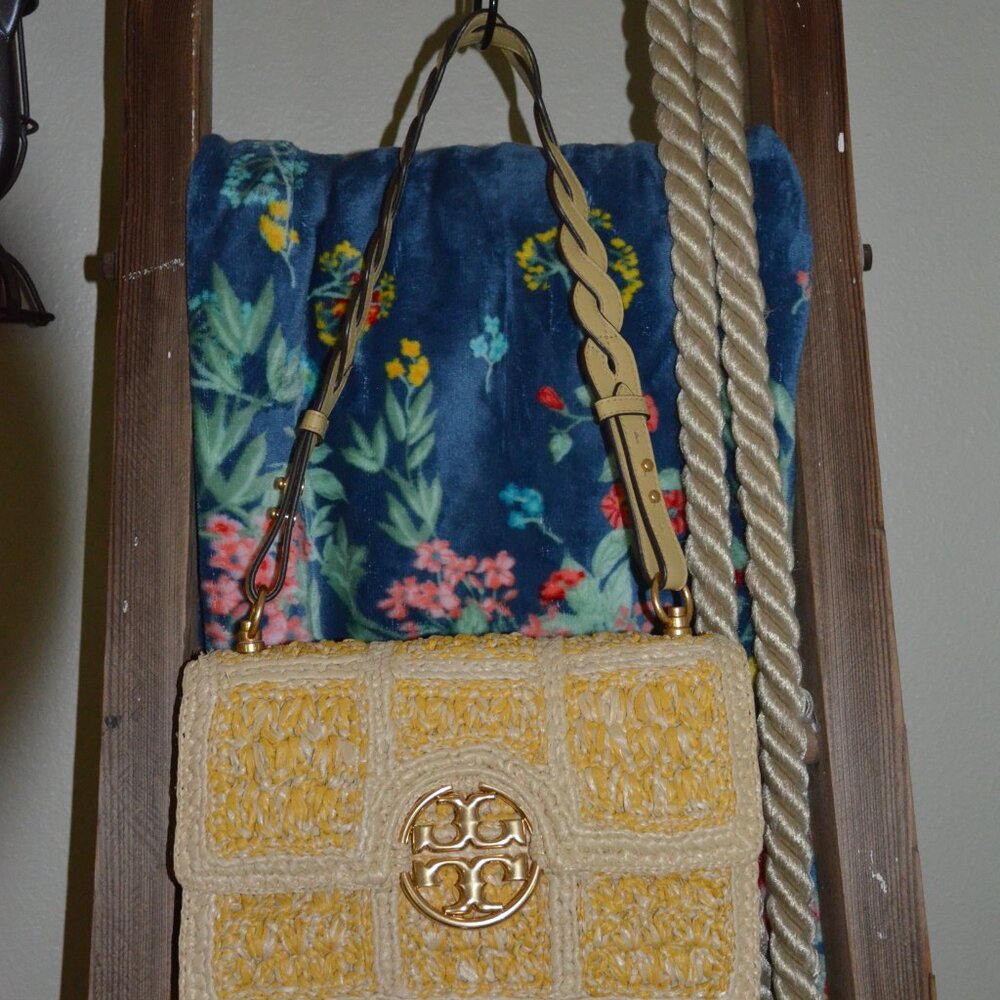 Tory Burch Miller Raffia Flap Shoulder Bag